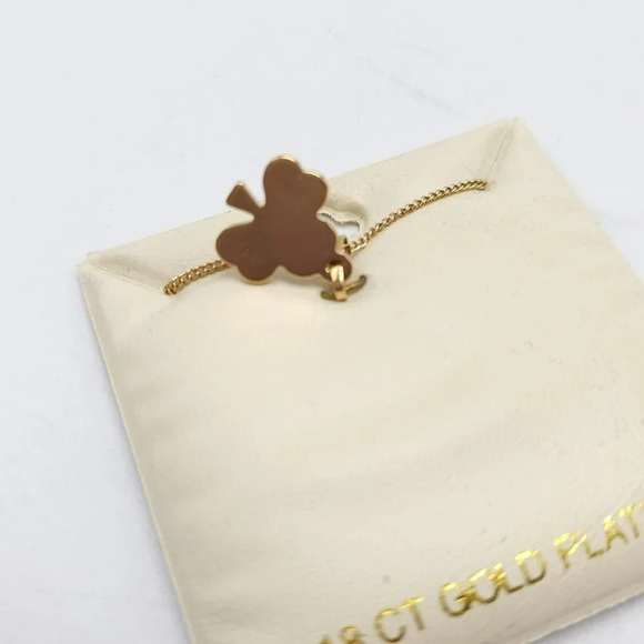 Solvar 18kt Gold Plated Shamrock Clover Gold Tone Necklace - Picture 2 of 4